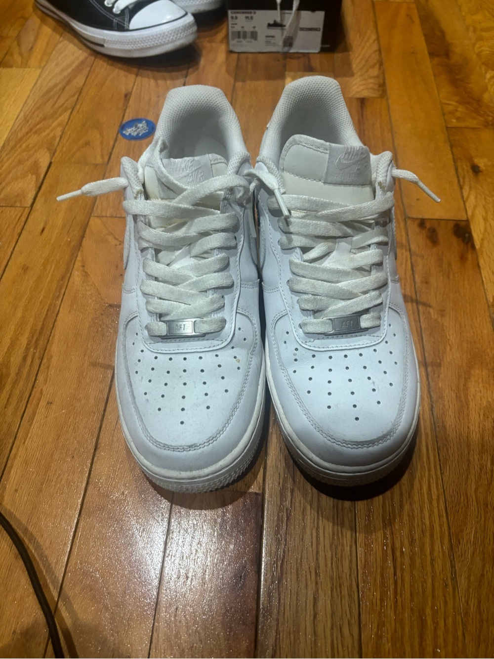 Nike Kids White Low-Top Leather Sneakers with Perforated Toe